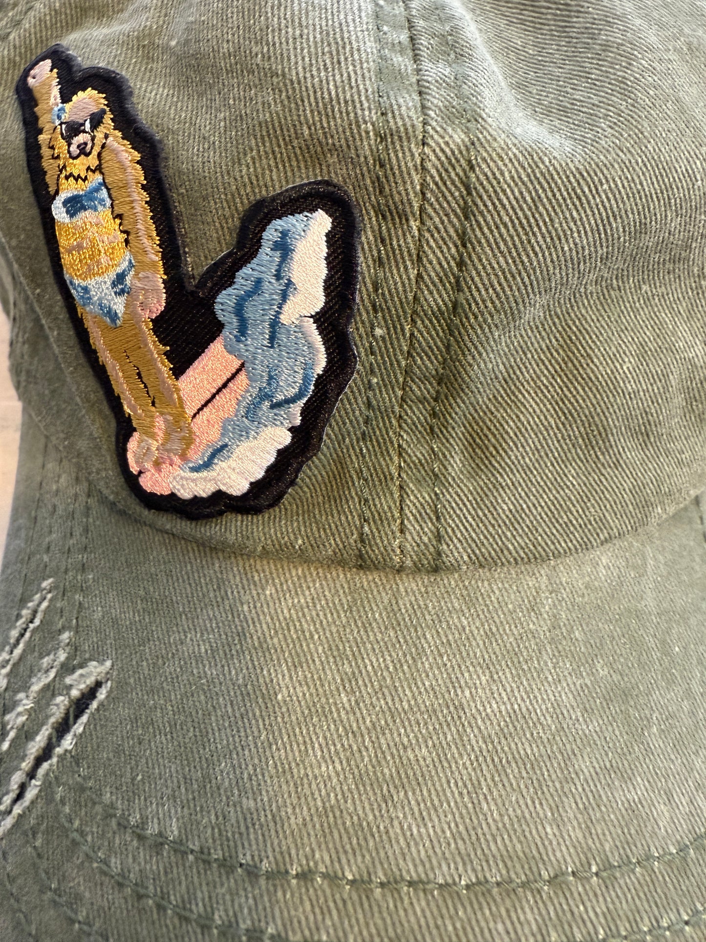 Distressed Olive Unstructured Style Hat (6 Designs)