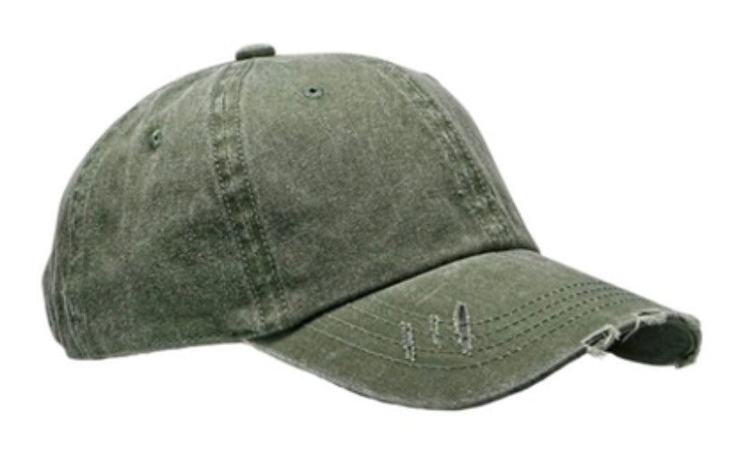 Distressed Olive Unstructured Style Hat (6 Designs)