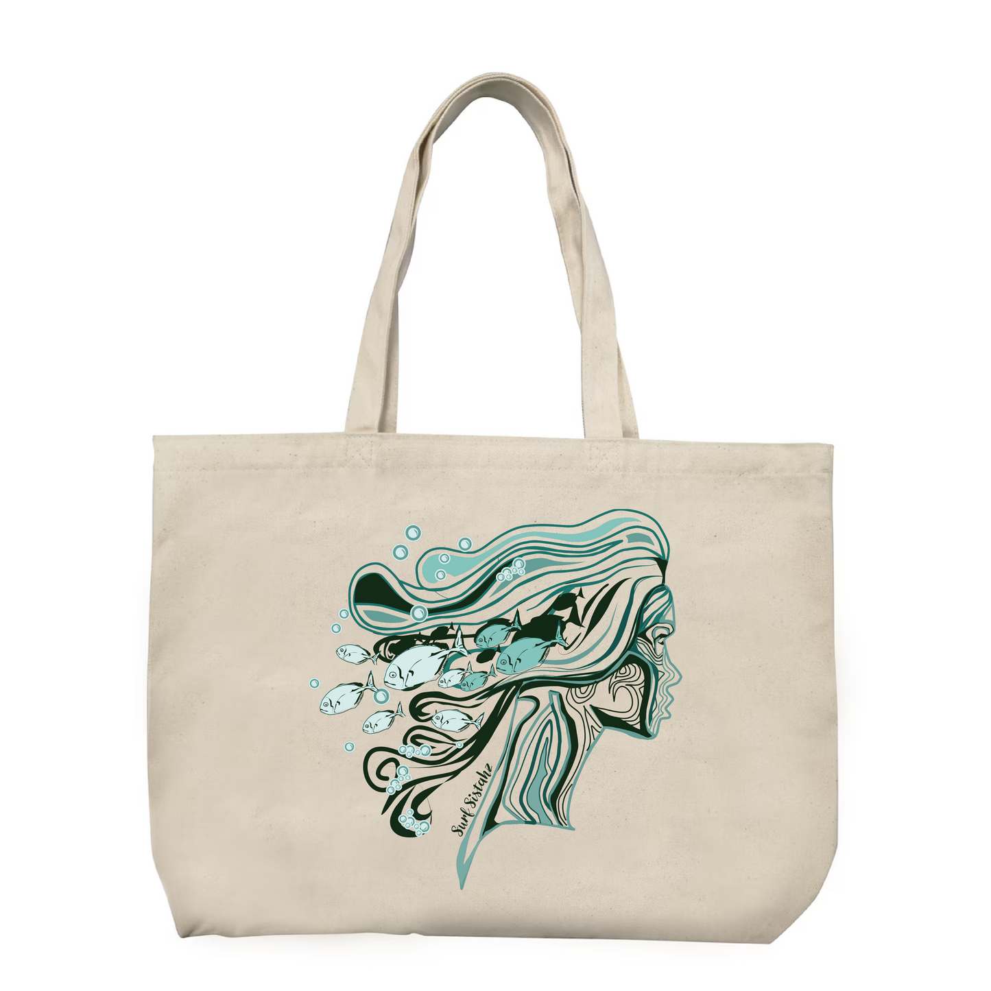 Green Salty Hair 18" x 13" x 4" Canvas Tote Bag