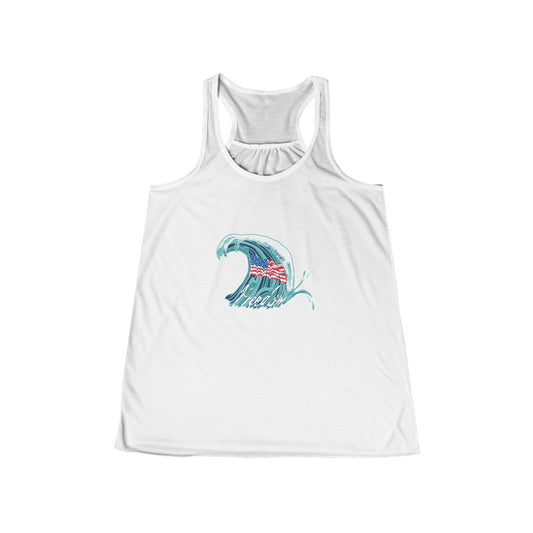 White Freedom Wave Women's Flowy Racerback Tank