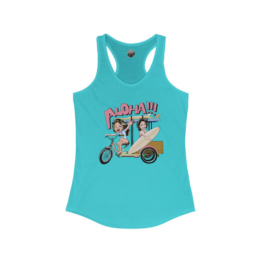 Tahiti Blue Aloha Tricycle Women's Ideal Racerback Tank