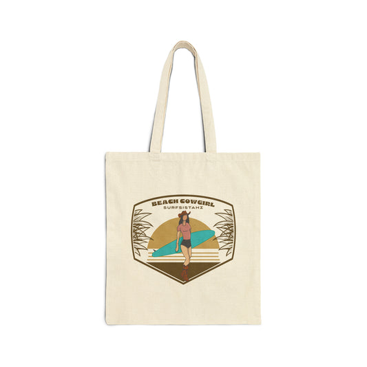 Beach Cowgirl Cotton Canvas Tote Bag