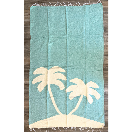 Palm Tree Blanket - Mint Mexican Blanket
