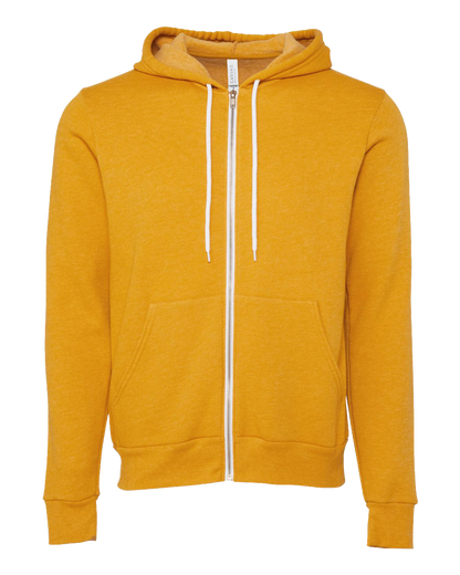 Heather Mustard Unisex Sponge Fleece Full-Zip Hoodie Sweatshirt