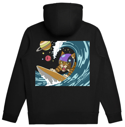 Space Cat Surfer Heavyweight Organic Cotton Hoodies