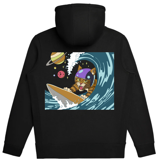 Space Cat Surfer Heavyweight Organic Cotton Hoodies
