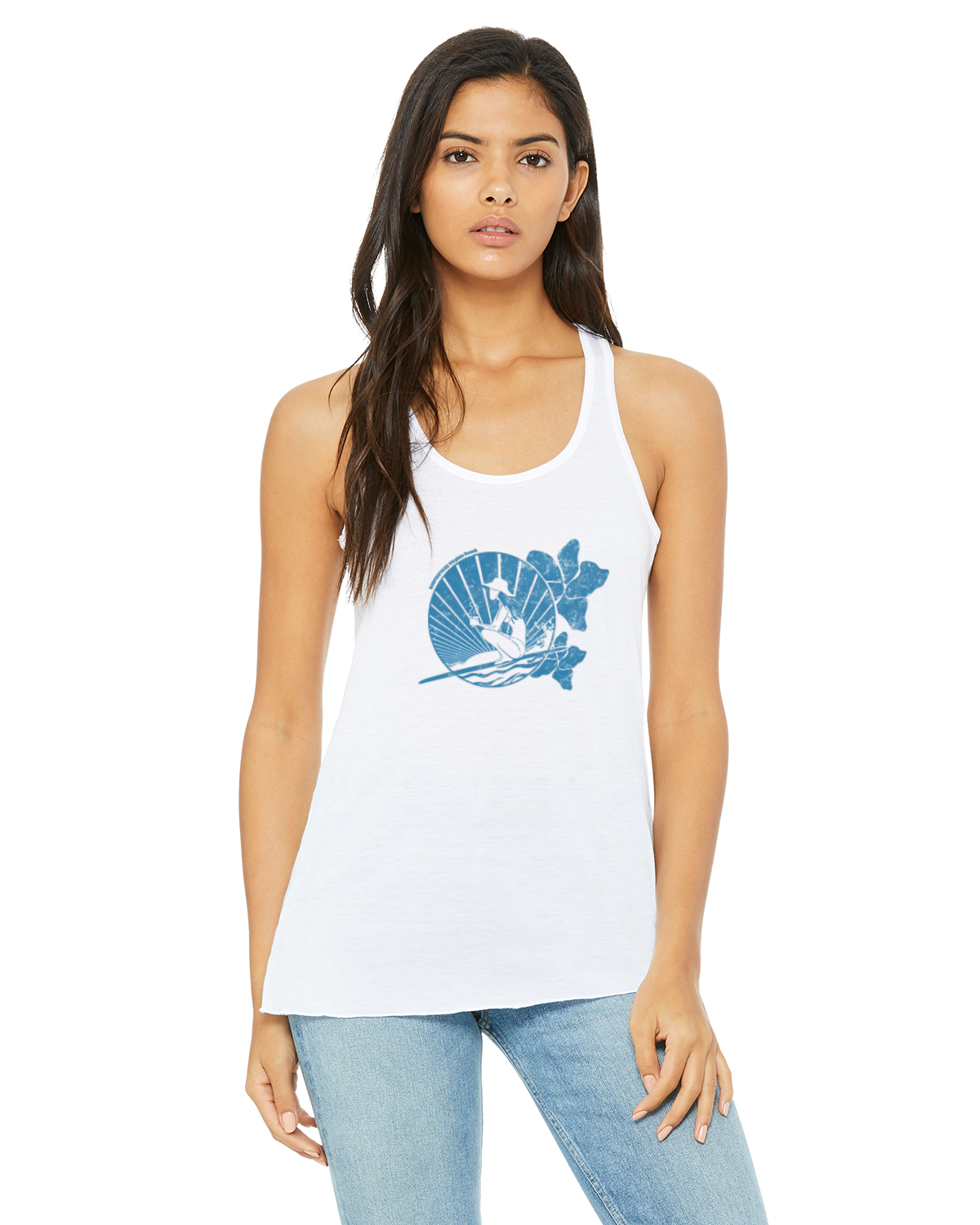 White Surf & Coffee Flowy Tank