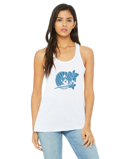 White Surf & Coffee Flowy Tank